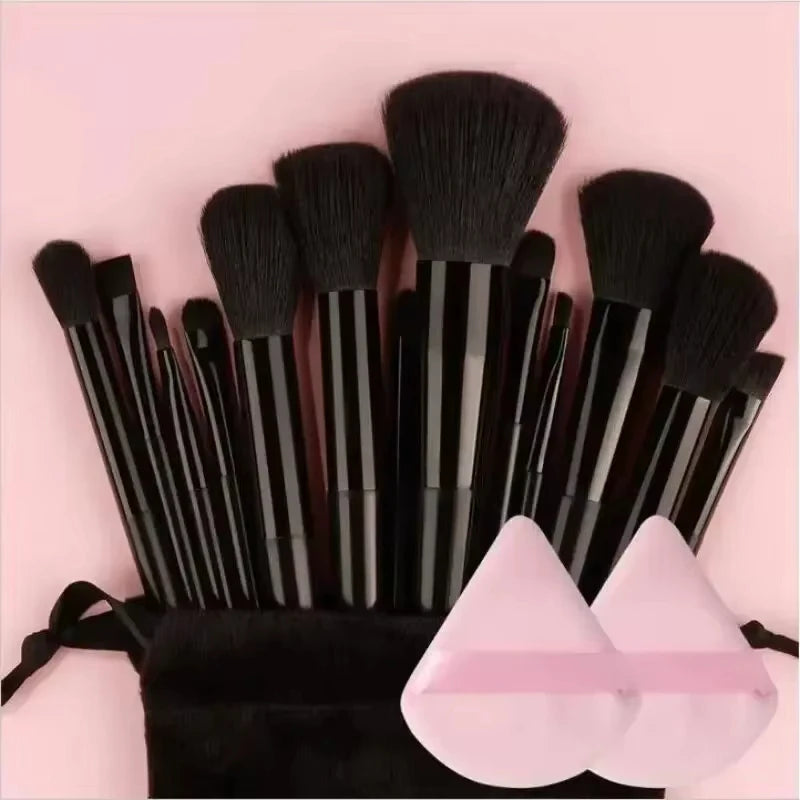 13 PCS Makeup Brush Set w/ 2 Powder Puffs