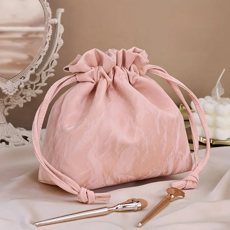 Velvet Drawstring Cosmetics Toiletries Bag Organizer Travel Storage Waterproof
