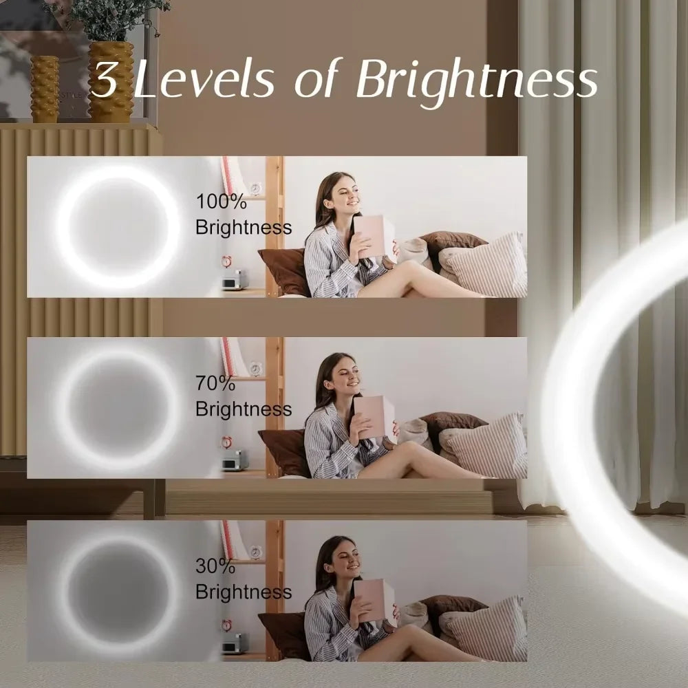 1X/5X Magnifying Travel Compact Makeup Mirror w/ 3 Light Colors Rechargeable Touch