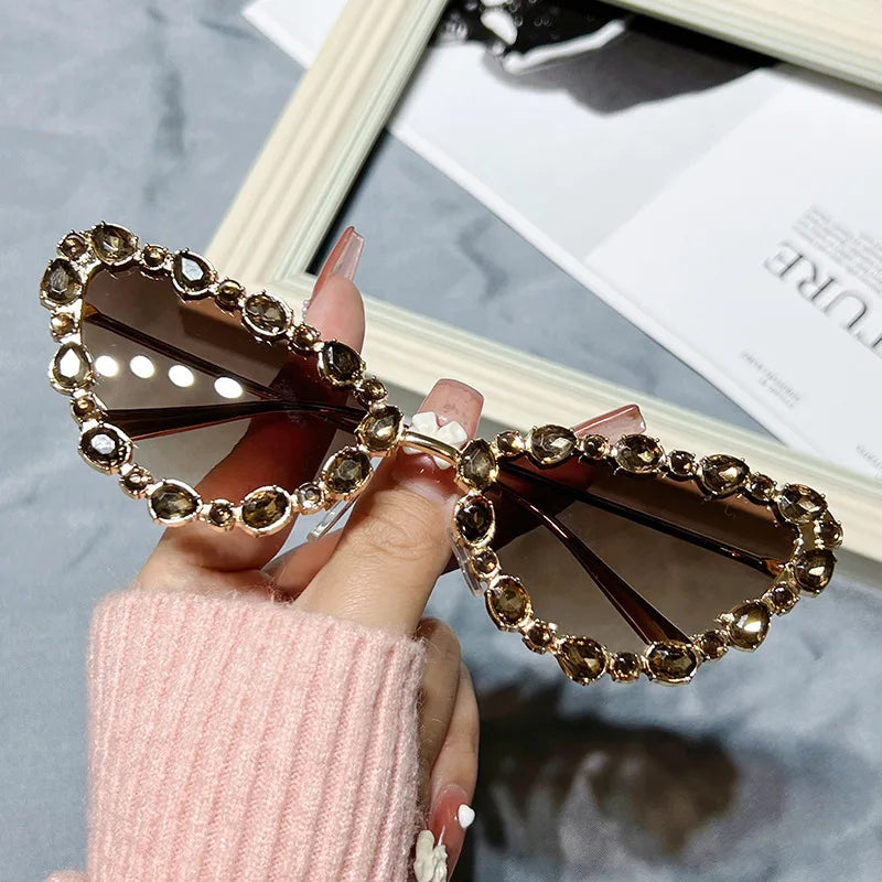 Retro Rhinestone Cat Eyes Sunglasses