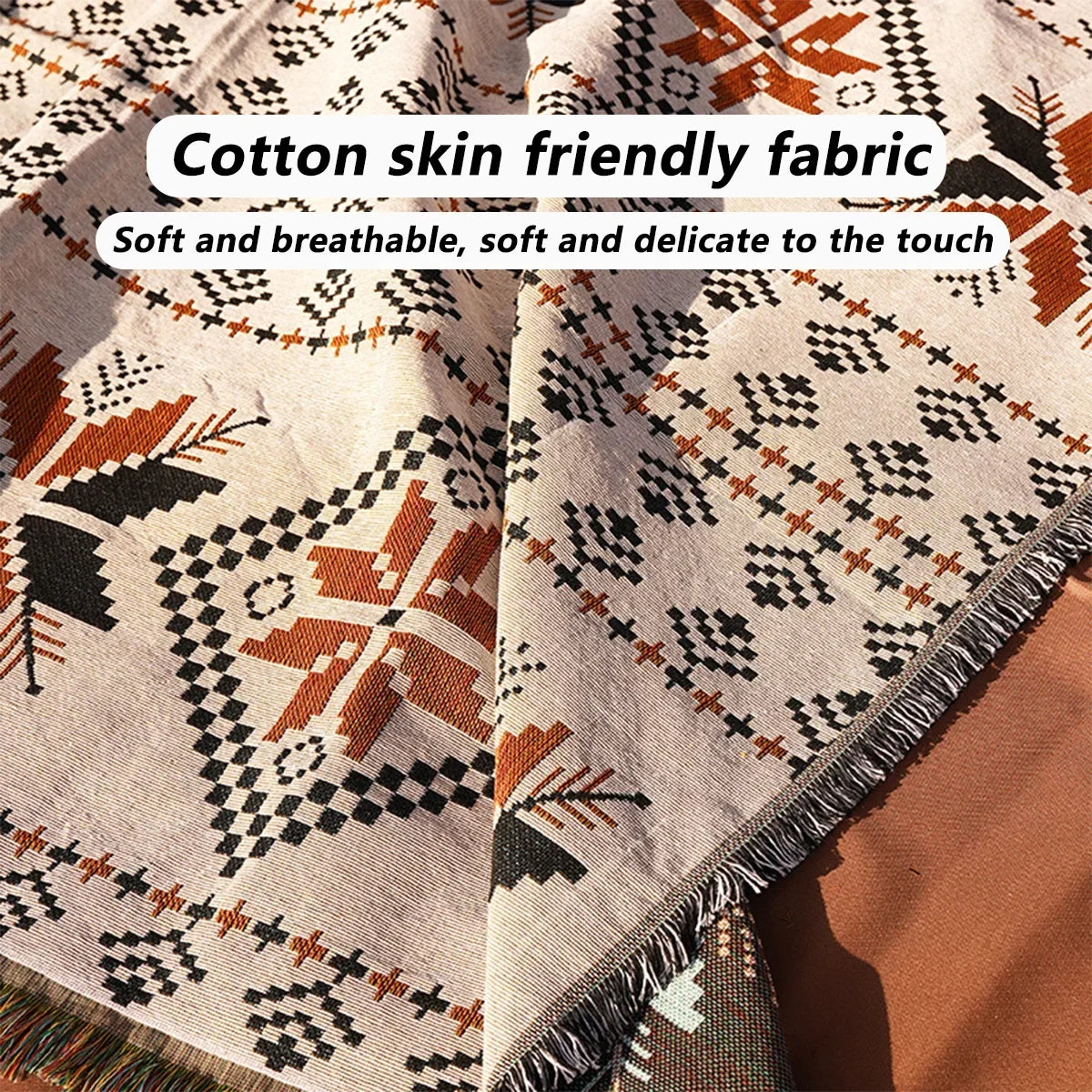 Elegant Bohemian Style Travel Picnic Mat Throw Blanket