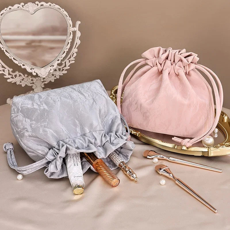 Velvet Drawstring Cosmetics Toiletries Bag Organizer Travel Storage Waterproof