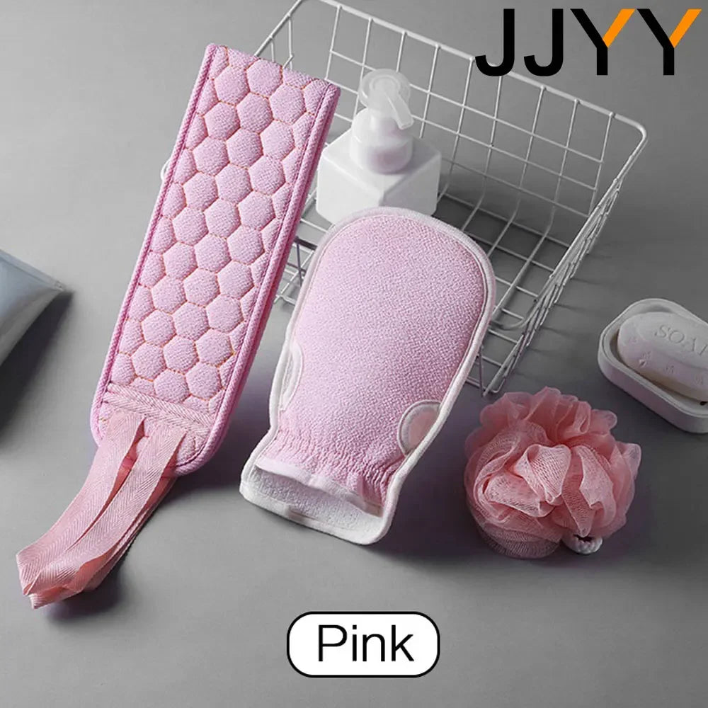 Exfoliating Gloves and Loofah Bath Sponge Set Men Women
