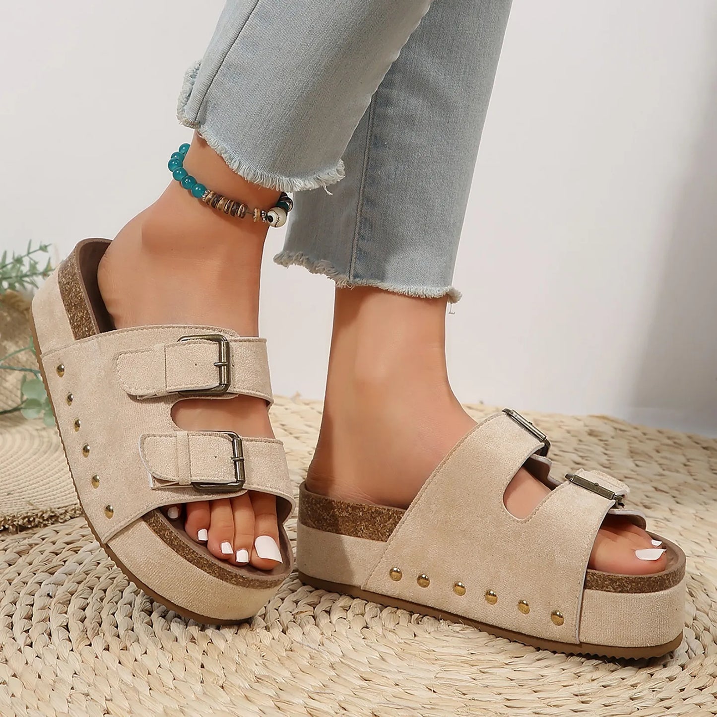 Bohemian Open Toe Slingback Wedge Sandals
